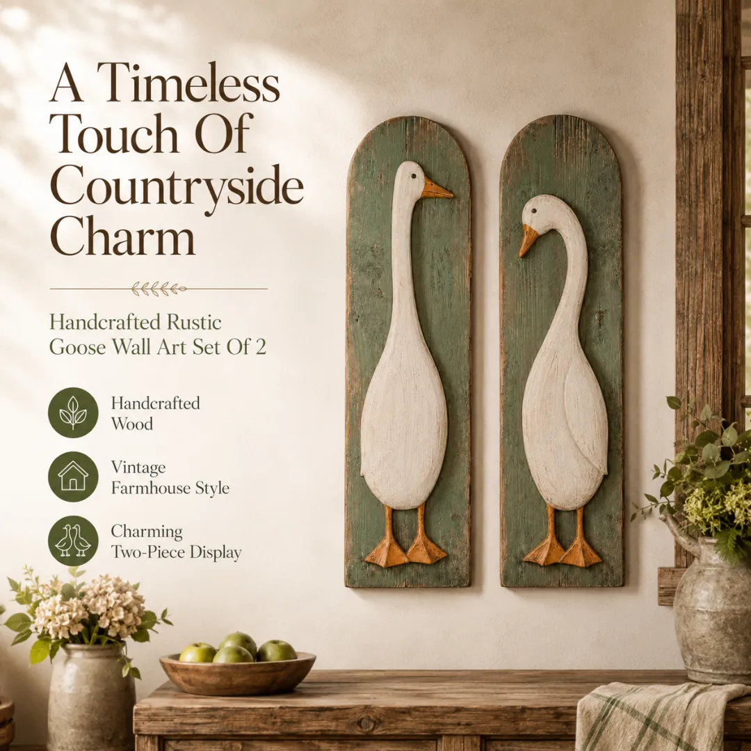 Handcrafted Rustic Goose Wall Art Set Of 2