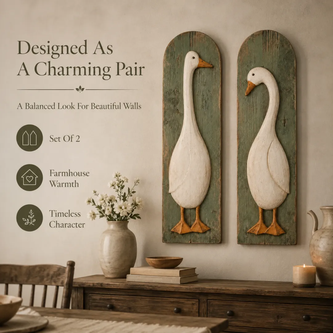 Two Piece Rustic Goose Wall Art