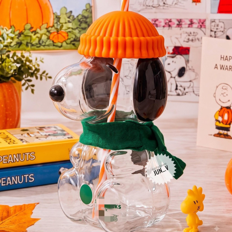 🥤 FALL FAVORITE   | Cute Character Cold Cup – 3D Glass Tumbler with Straw for Iced Coffee, Matcha & Cold Drinks