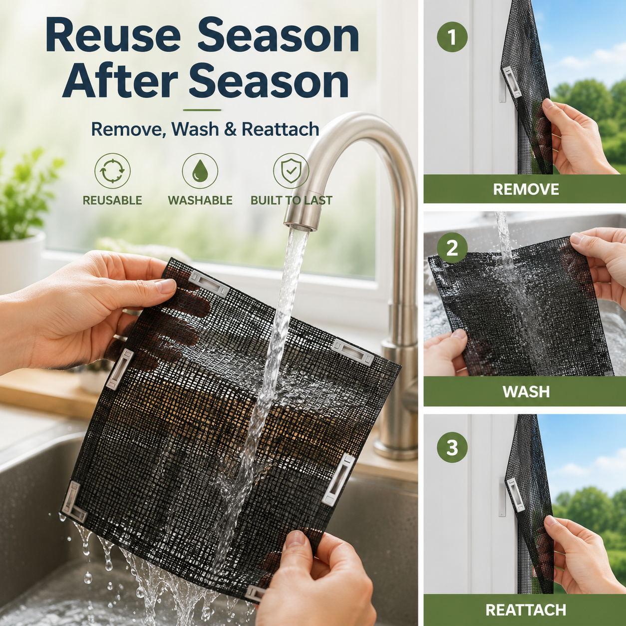 🪟 Magnetic Window Screen Kit – Cut-to-Fit No-Drill Mosquito Mesh for Any Window