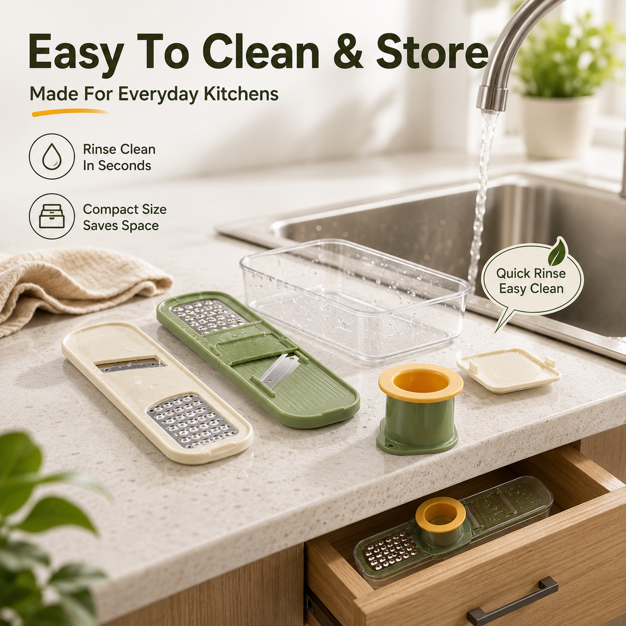 🧄3-in-1 Kitchen Prep Tool – Slice, Grate & Mince in Seconds