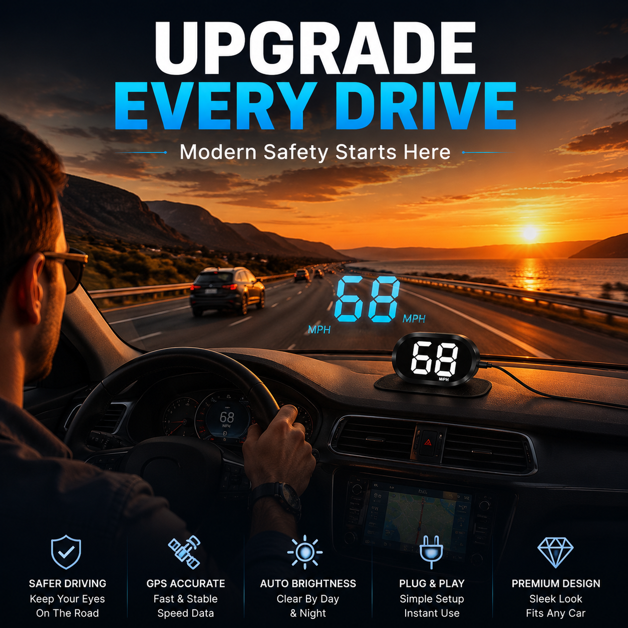 🔥 LAST DAY 50% OFF!🚗 K2 GPS Head-Up Display Speedometer – Plug & Play HUD for Any Vehicle