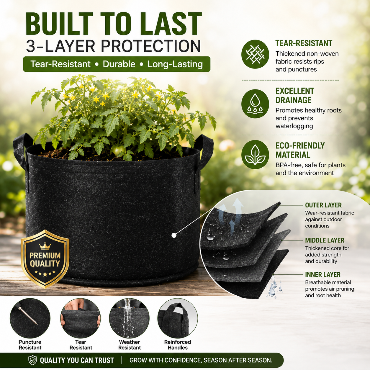 🌱6pack Backyard Harvest Grow Bag™