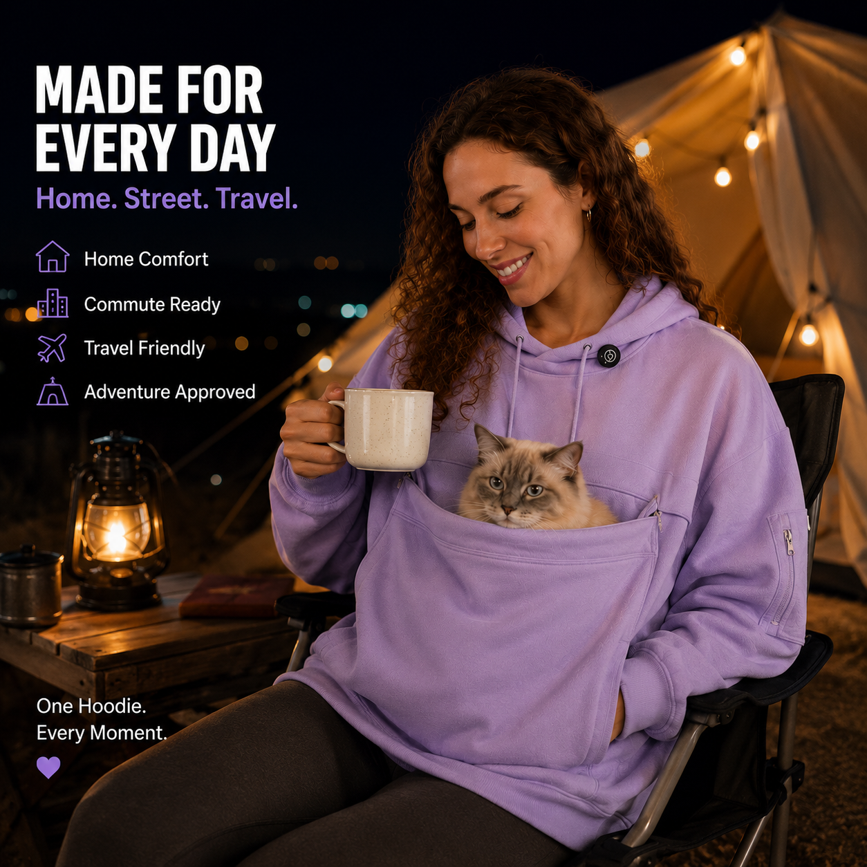 Heavyweight Fleece Hoodie With 6 Pockets - Oversized Zip Up Sweatshirt With Wrist Pocket & Kangaroo Pouch for Men Women