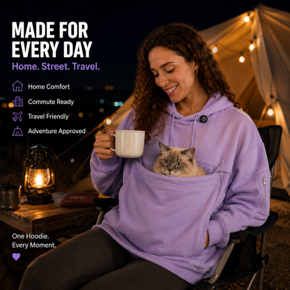 Heavyweight Fleece Hoodie With 6 Pockets - Oversized Zip Up Sweatshirt With Wrist Pocket & Kangaroo Pouch for Men Women