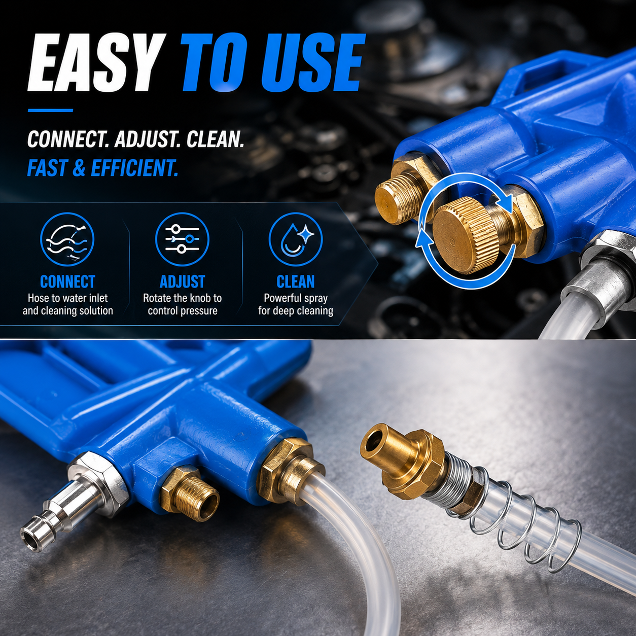 🔧 Long-Reach Pneumatic Engine Cleaning Gun – Air-Powered Siphon Sprayer for Tight Spaces