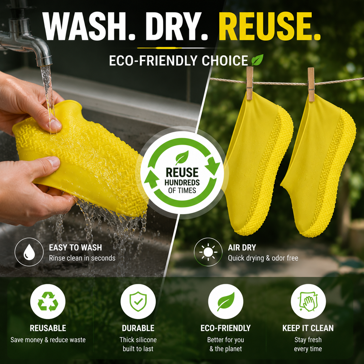 🌧 Waterproof Silicone Shoe Covers – Reusable Anti-Slip Rain Covers For Sneakers & Outdoor Use