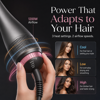 3-in-1 Ionic Hot Air Brush – Dry, Smooth & Style in One Step