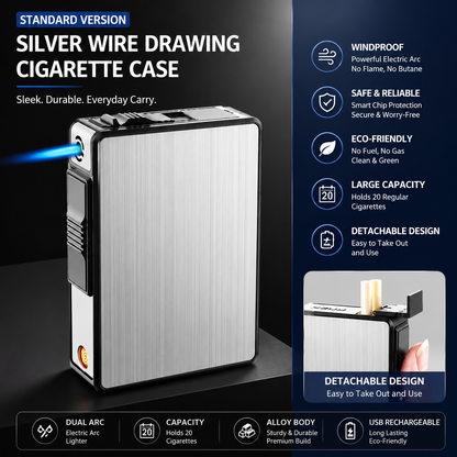 3-in-1 Multifunctional Cigarette Case | Windproof Electric & Gas Lighter EDC