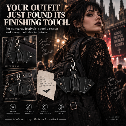 🦇 Bat-Shaped Gothic Mini Wallet – Clip-On Punk Accessory for Bags, Belts & Festival Outfits