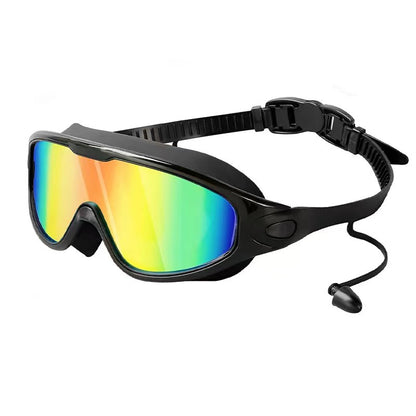 🏊Swim Goggles for Adults, Anti-Fog UV400 Protection No-Leak Wide Vision Swimming Goggles with Swim Cap, Adjustable Quick-Release Big Frame Eyewear for Men Women