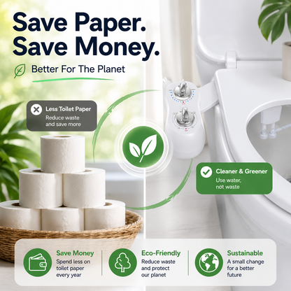 Non-Electric Bidet Attachment for Toilet – Dual Nozzle Front & Rear Wash, Adjustable Water Pressure, Eco-Friendly Toilet Seat Adapter for Personal Hygiene, Reduce Toilet Paper Use