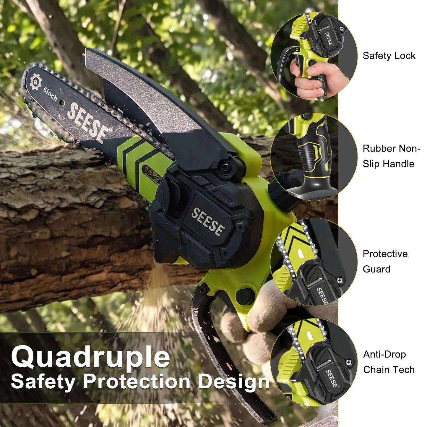 🔥 Limited Time 50% OFF | 6-Inch Mini Chainsaw – Powerful 21V Brushless Cordless Electric Saw with Auto Oiling, Safety Lock & Lightweight Design for Easy Wood Cutting