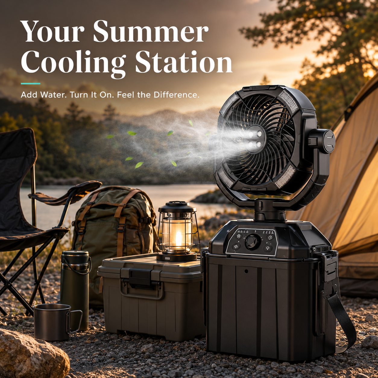 ❄️ 4-in-1 Rechargeable Misting Fan with LED Light & Emergency Power Bank