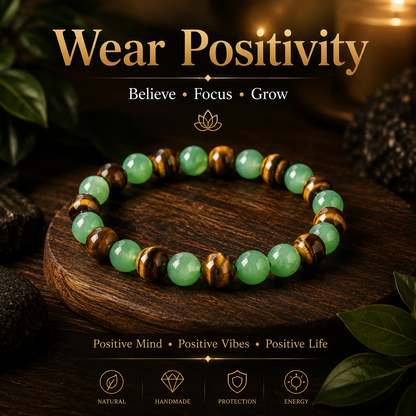 💰 Money Attraction Crystal Bracelet – Green Aventurine & Tiger Eye Lucky Beaded Bracelet for Abundance, Confidence & Everyday Wear