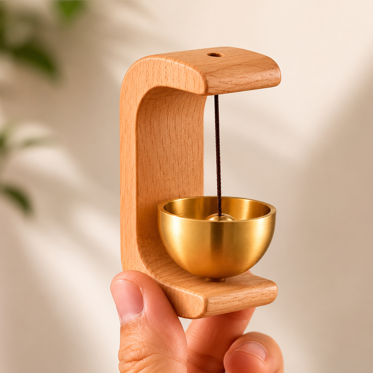 🎐 Magnetic Wooden Door Chime with Nano Adhesive – Handcrafted Brass Entry Bell