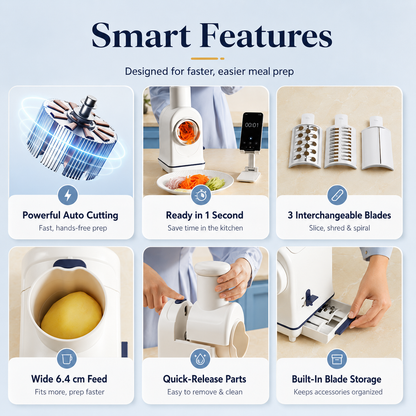 ⚡ QC01 Smart Electric Vegetable Cutter – Make Perfect Slices, Shreds & Spirals In Seconds
