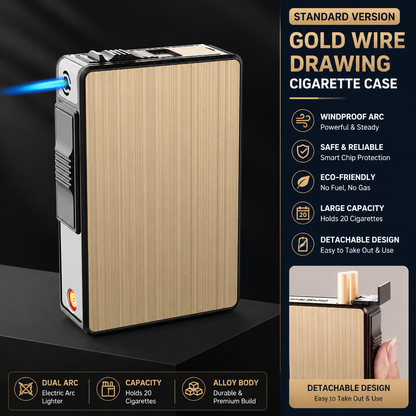 3-in-1 Multifunctional Cigarette Case | Windproof Electric & Gas Lighter EDC