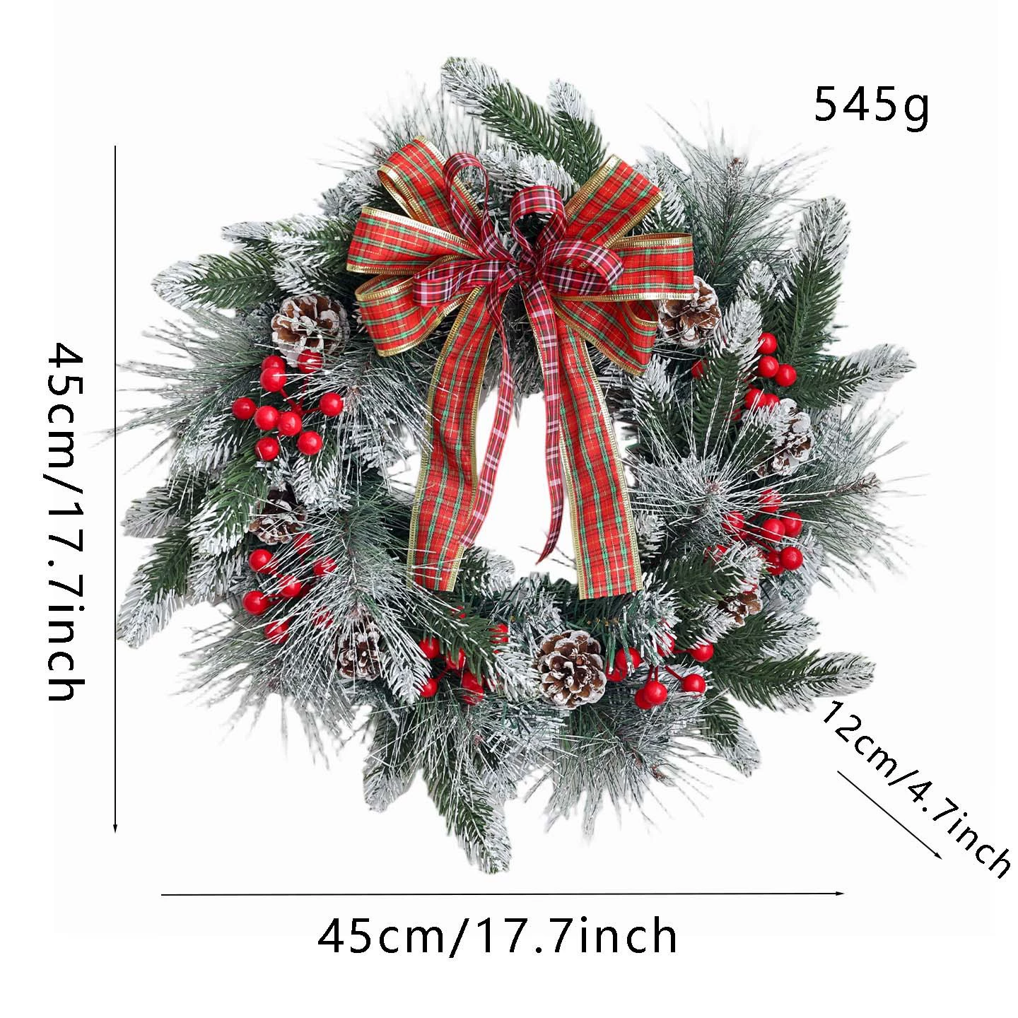 🎄 17.7" Christmas Wreath – Instant Holiday Magic for Your Home