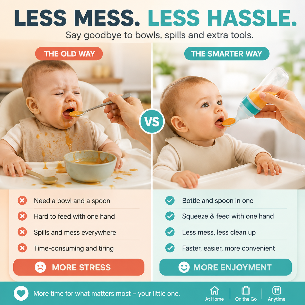 👶 90ml Baby Food Squeeze Feeder – One-Hand Feeding Spoon with Suction Base