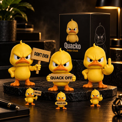 Quacko Angry Duck Collection – Sarcastic Desk Figurines, Funny Decor for Office Workspace & Home Shelves