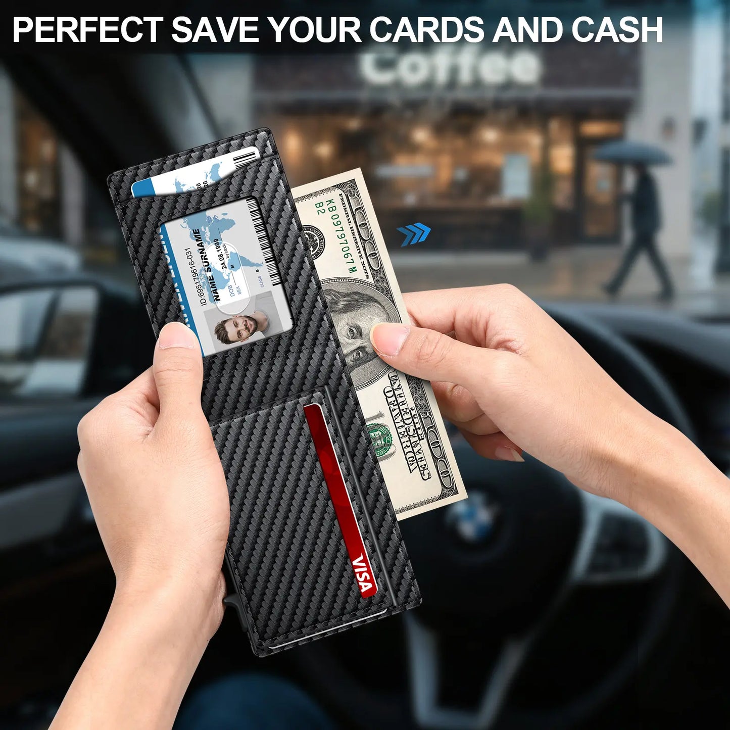 Men's Pop-Up RFID Wallet | Slim Minimalist Card Holder