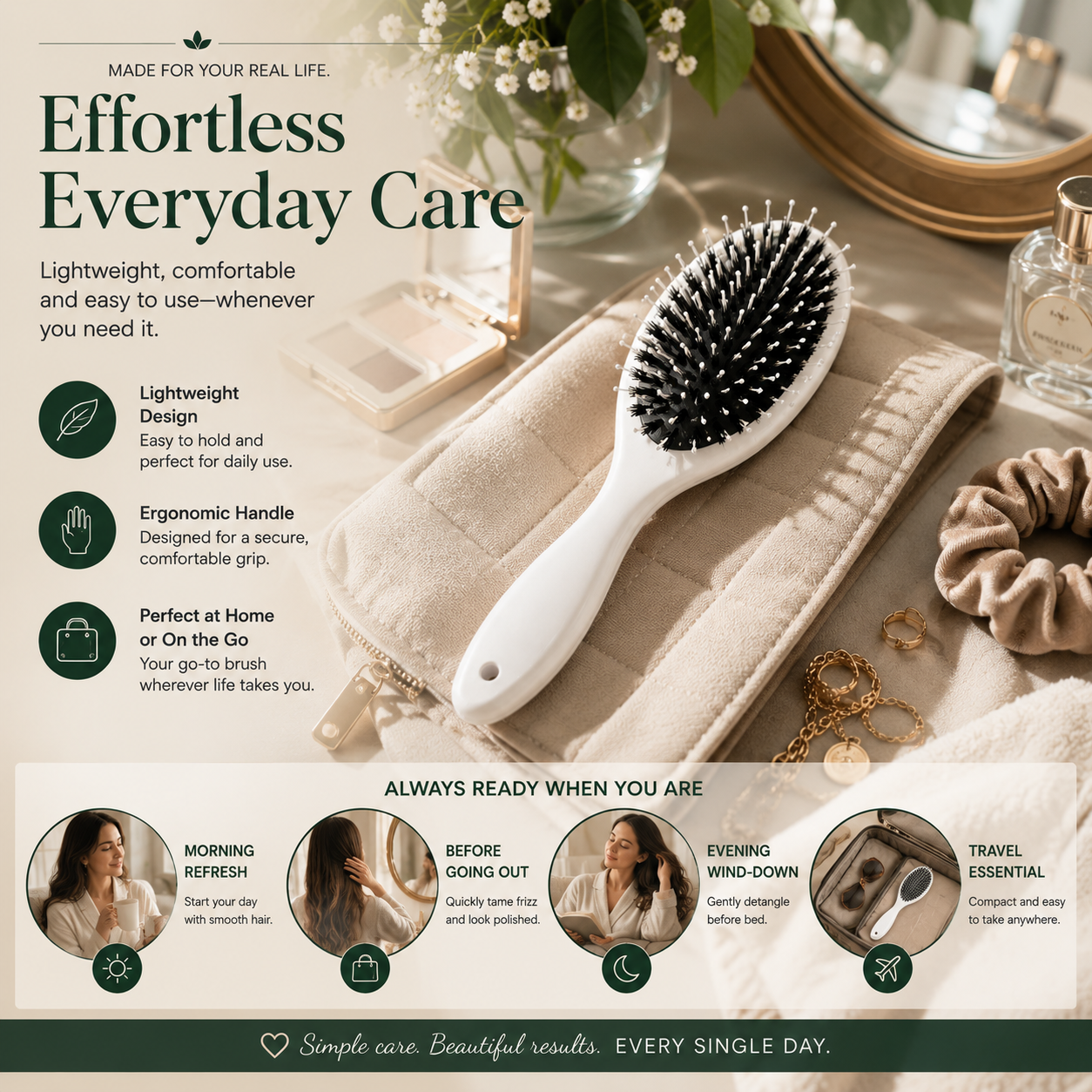 💚 Viral Detangling Hair Brush – Gentle, Smooth & Frizz-Free Hair