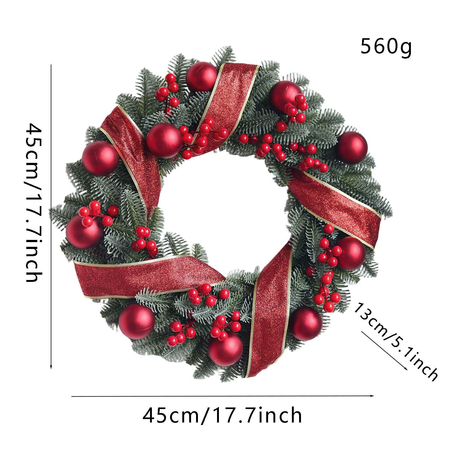 🎄 17.7" Christmas Wreath – Instant Holiday Magic for Your Home