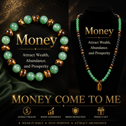 💰 Money Attraction Crystal Bracelet – Green Aventurine & Tiger Eye Lucky Beaded Bracelet for Abundance, Confidence & Everyday Wear