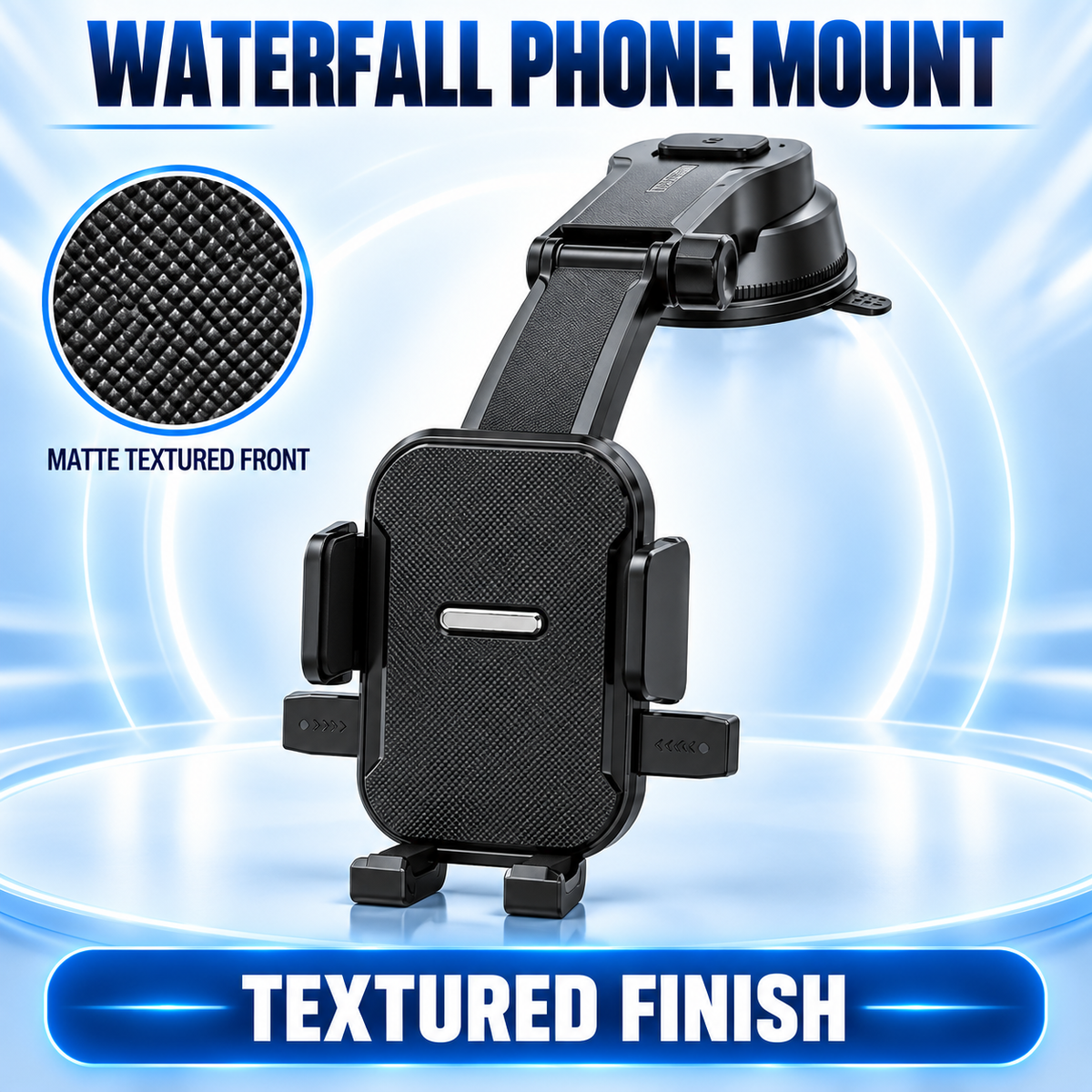 🚗 Vacuum Suction Waterfall Car Phone Mount – Foldable Multi-Angle One-Hand Lock