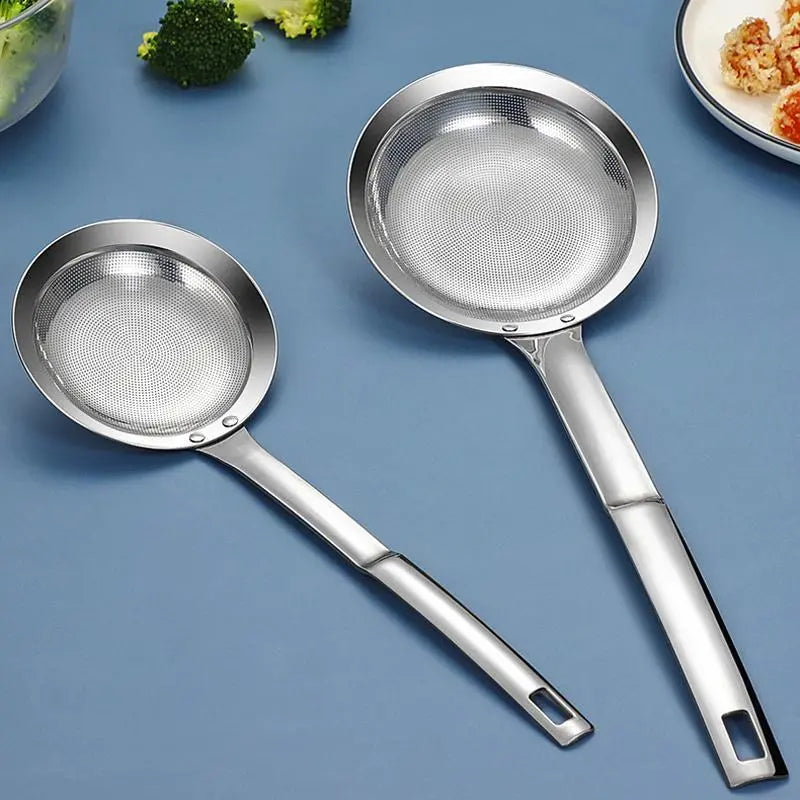 🍲 Fine Mesh Stainless Steel Skimmer Spoon – Remove Oil, Foam & Food Particles Easily