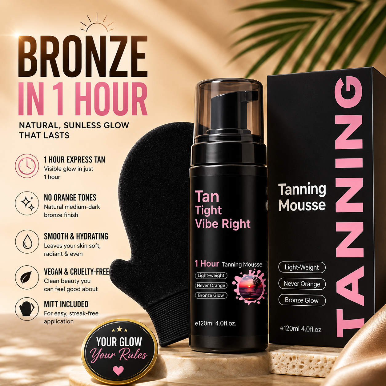 1 Hour Express Self Tanner Mousse | Natural Bronze Glow Without The Sun