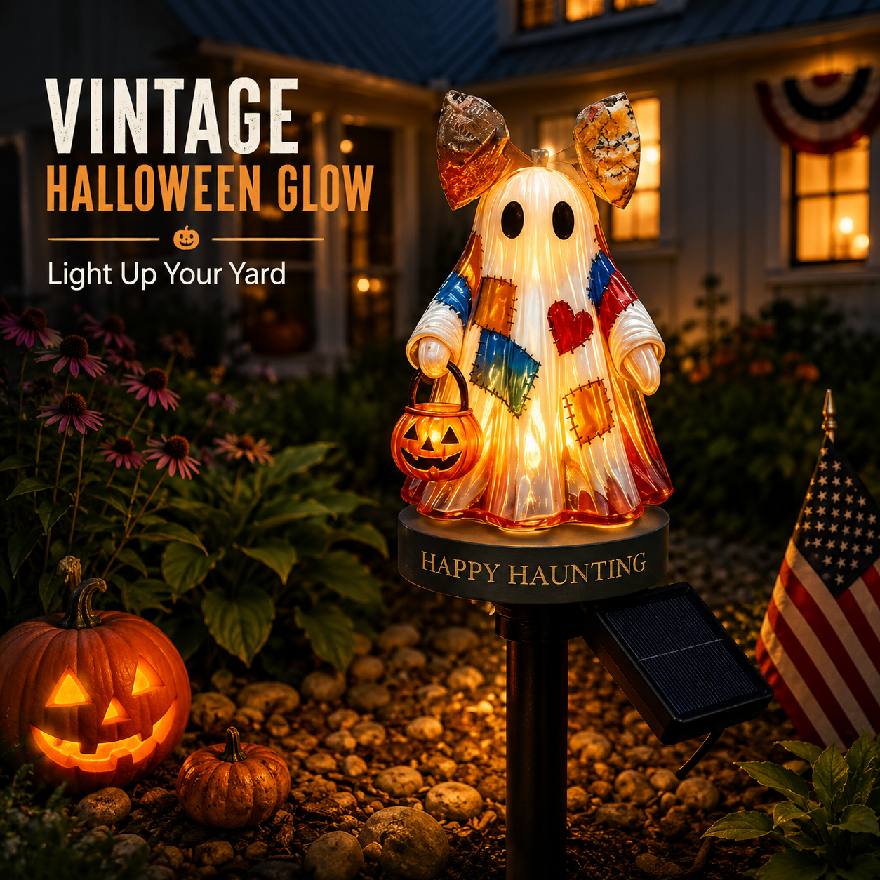 TODAY'S SPECIAL OFFER-50% OFF 🔥🎃 Solar Vintage Patchwork Ghost Garden Light