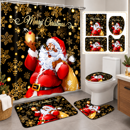 🎄🛁 Christmas Bathroom Makeover Set – 4 Matching Pieces for Instant Holiday Cheer