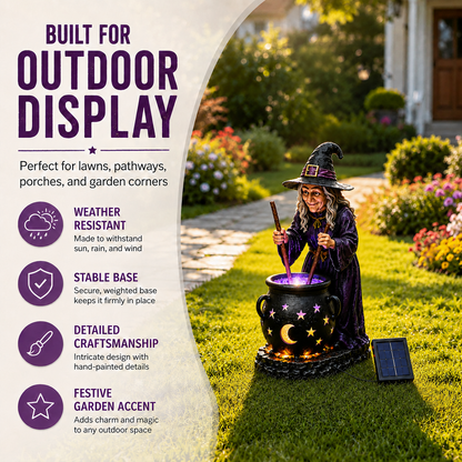 🌙 Glowing Witch Cauldron Solar Decor – Enchant Your Halloween Yard
