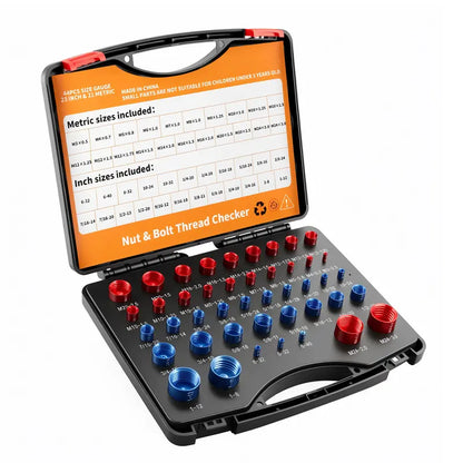 🔧 Nut & Bolt Thread Checker Kit – Inch & Metric Size Gauge Set