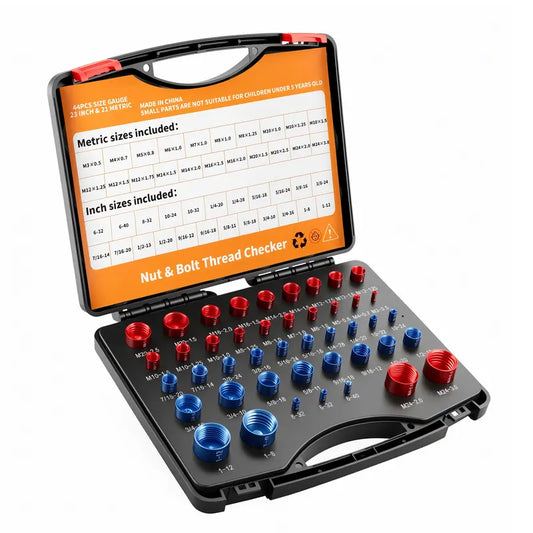 🔧 Nut & Bolt Thread Checker Kit – Inch & Metric Size Gauge Set