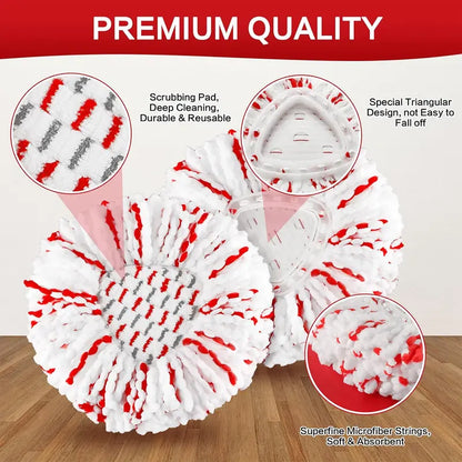 🧼 3-Pack 2-in-1 Scrubbing Spin Mop Replacement Heads