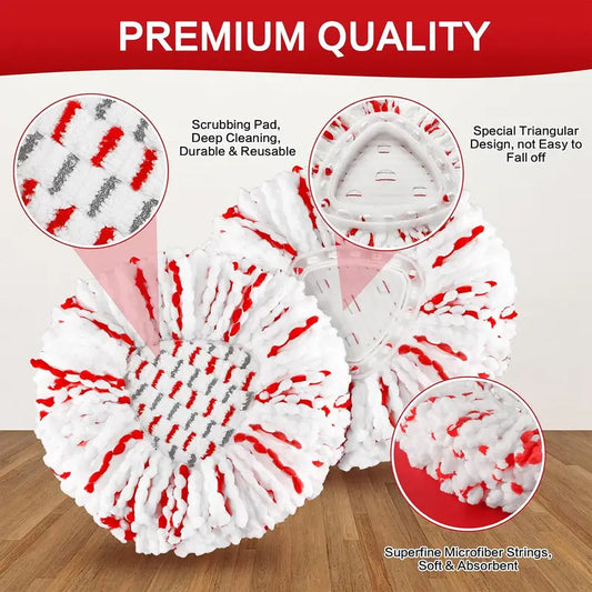 🧼 3-Pack 2-in-1 Scrubbing Spin Mop Replacement Heads