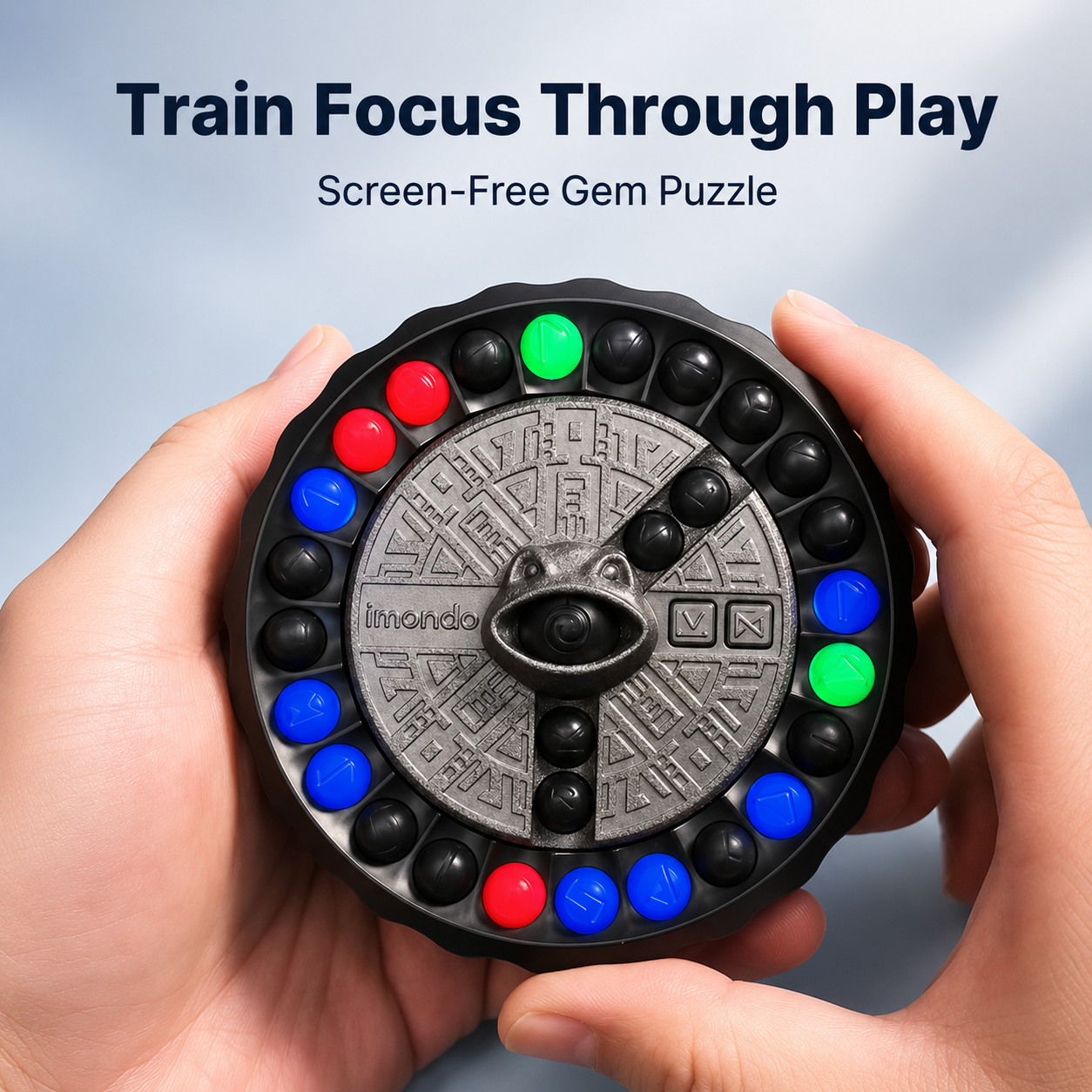 IMONDO Gem Rotating Puzzle Game, 3 in 1 Elimination Brain Teaser Toy, Focus Training Logic Brain Game, Family Interactive Board Game, Stress Relief Fidget Toy for Kids & Adults