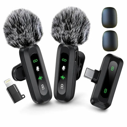 🎙️ Wireless Dual Lavalier Microphone – Crystal-Clear Sound Anywhere