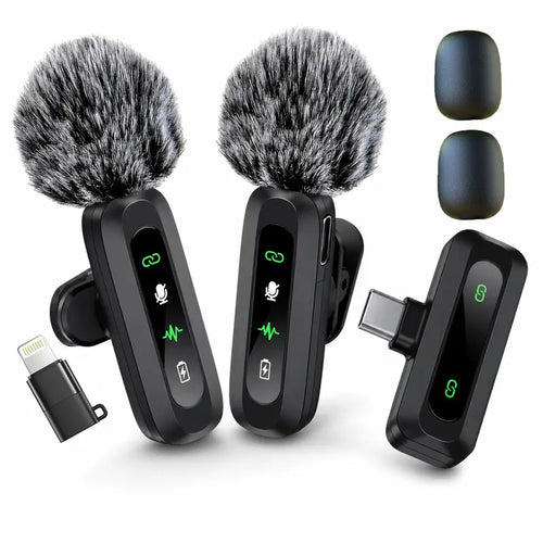 🎙️ Wireless Dual Lavalier Microphone – Crystal-Clear Sound Anywhere