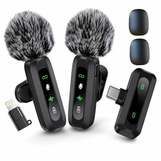 🎙️ Wireless Dual Lavalier Microphone – Crystal-Clear Sound Anywhere