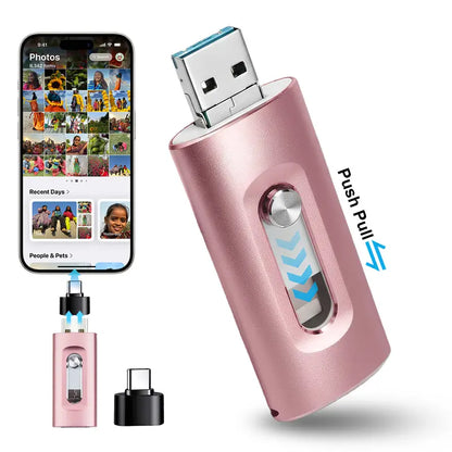 💾 4-in-1 High-Speed Flash Drive – Easy Backup for iPhone, Android & PC