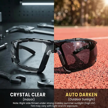 Photochromic Safety Glasses for Adults, Impact-Resistant ANSI Z87.1 Certified Protective Eyewear for Work & Outdoor – Removable Foam Lining Construction Gear Dust Proof Goggles