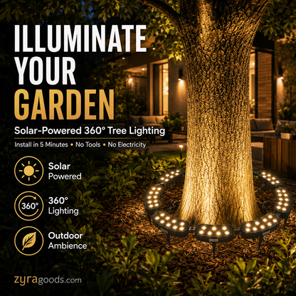 🌳💡 Ring-Shaped Solar Tree Lights – Weatherproof Outdoor Spotlights Ideal for Trees, Pillars, and Gardens