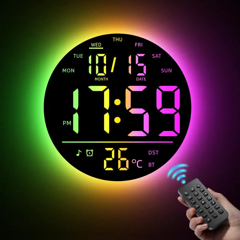 🌈 10" RGB Smart Wall Clock – Futuristic LED Digital Clock with Music Sync & Ambient Lights