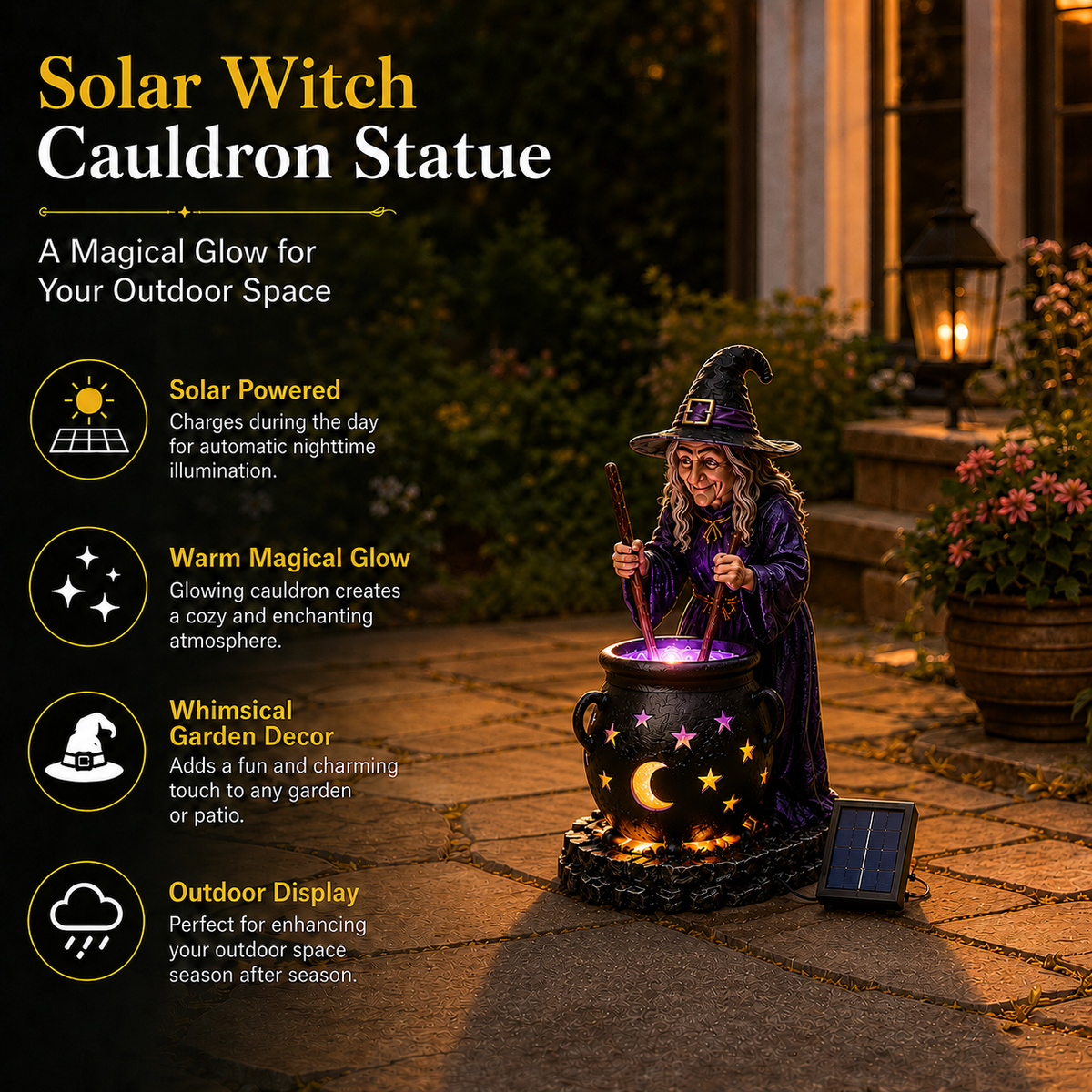 🌙 Glowing Witch Cauldron Solar Decor – Enchant Your Halloween Yard