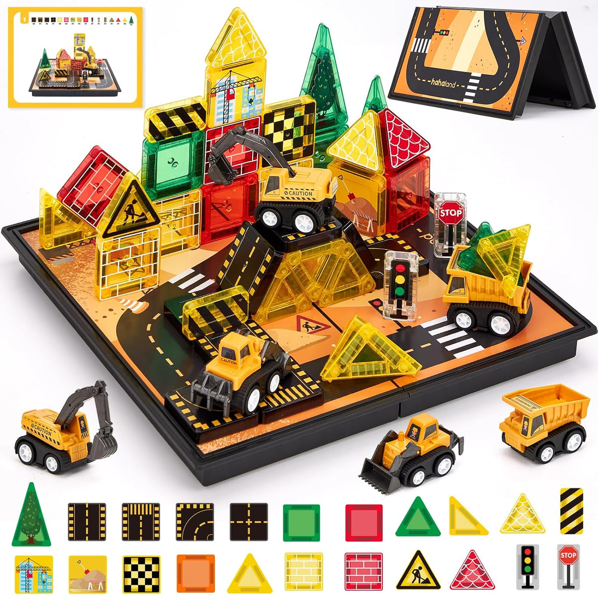 🚧 Construction Truck Magnetic Tile Playset – Build, Drive & Create Your Own Adventure