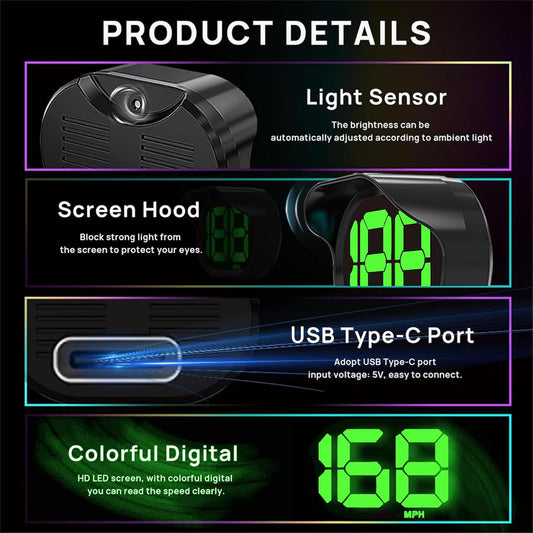 🚗 Digital GPS Speedometer HUD Display – Upgrade Your Classic Ride Instantly